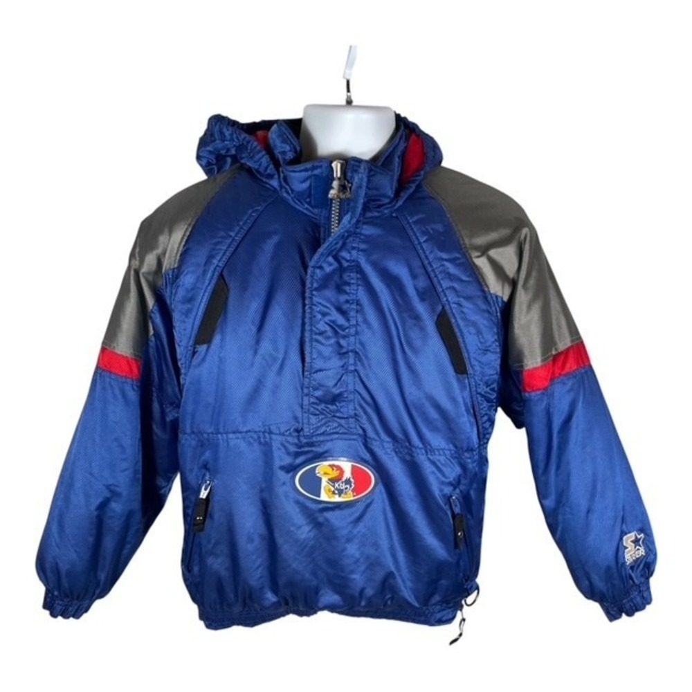 Vintage Men's Sz M Starter Kansas Jayhawks Pullover 90s Jacket Puffer KU -2257